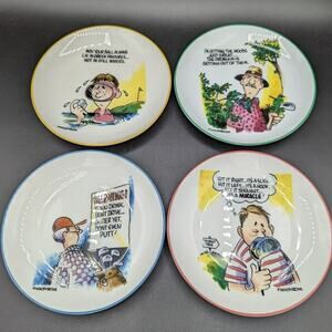 Vintage Finkstrom Ceramic Golfer Plates Centrum Collector Plates Set Of 4